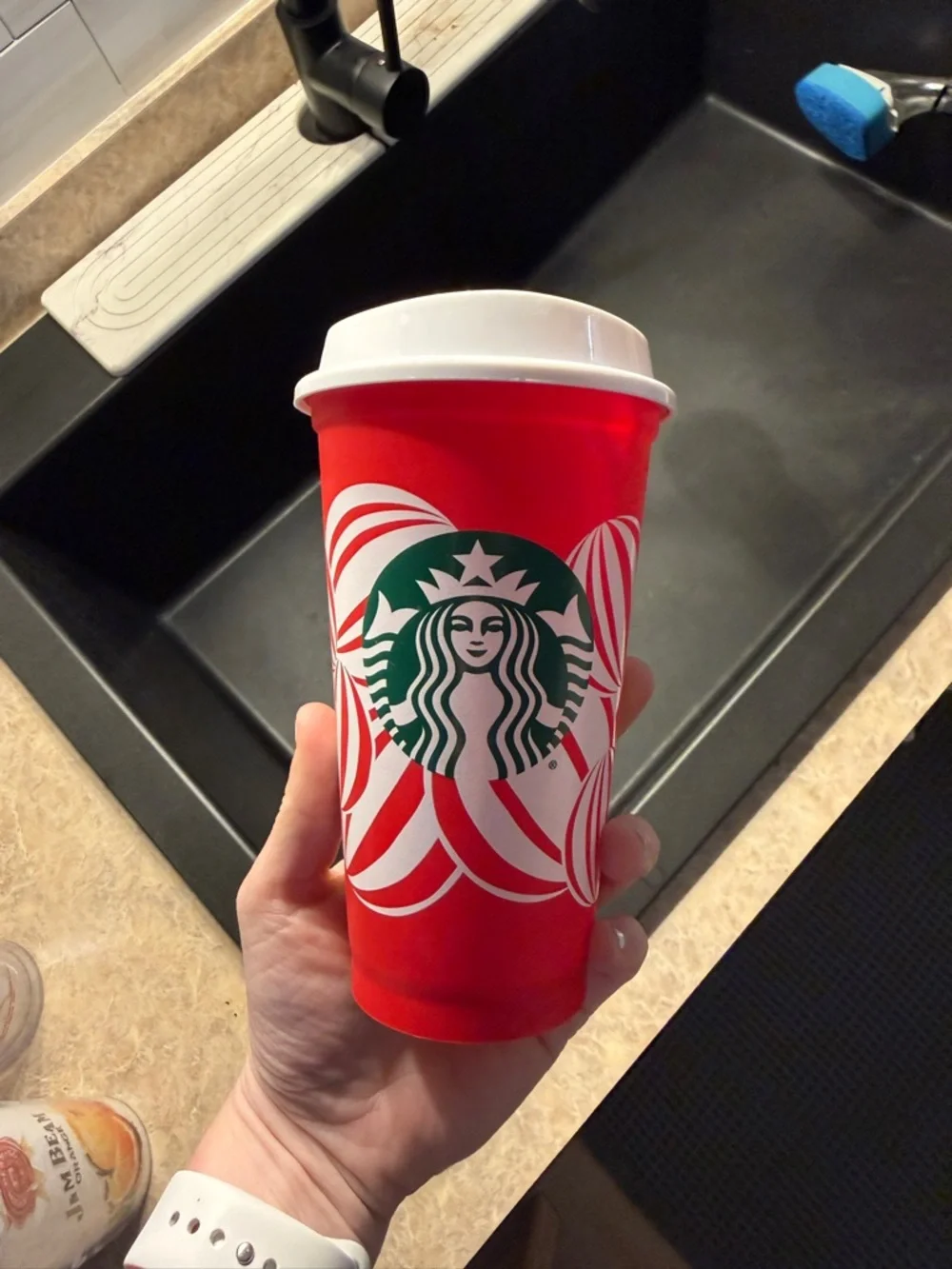 Starbucks Red Cup with White Lid and Green Logo